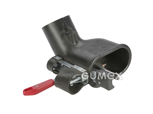 Endstück für LKW-Auspuff, Ø 75mm (150x75mm), für Schlauch 100mm, mit Loch für CO-Sonde, +400°C, 